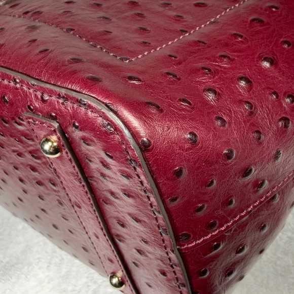 Dooney & Bourke Ostrich Domed Satchel - Cranberry - Picture 11 of 16